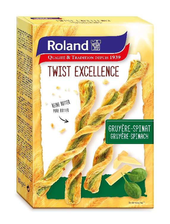 ROLAND Swiss Twist - Φλογέρες με Τυρί Gruyère και Σπανάκι 100g